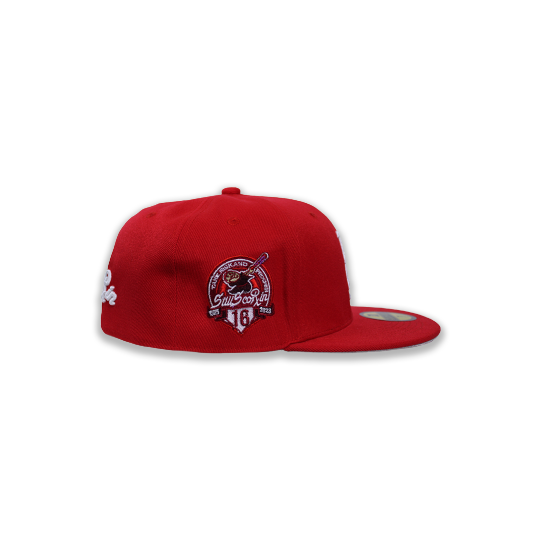 Custom New Era Fitted Hat Embroidered Old English Red White Size 8